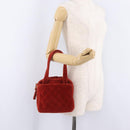 CHANEL Matelasse Hand Bag Leather Red Gold CC Auth 211822A-24