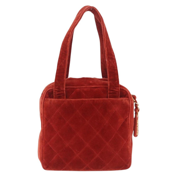 CHANEL Matelasse Hand Bag Leather Red Gold CC Auth 211822A
