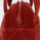 CHANEL Matelasse Hand Bag Leather Red Gold CC Auth 211822A-5