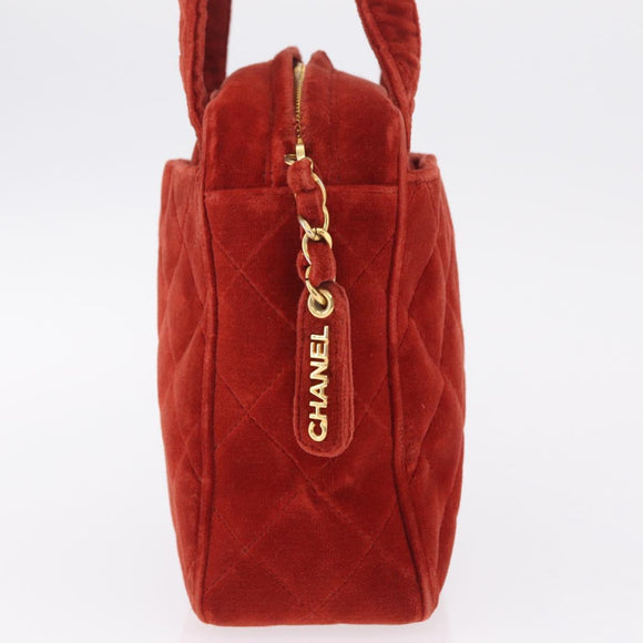 CHANEL Matelasse Hand Bag Leather Red Gold CC Auth 211822A