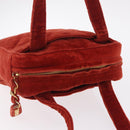 CHANEL Matelasse Hand Bag Leather Red Gold CC Auth 211822A-7