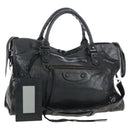 Balenciaga The City Hand Bag Leather 2way Black 115748 Auth 211830V-1