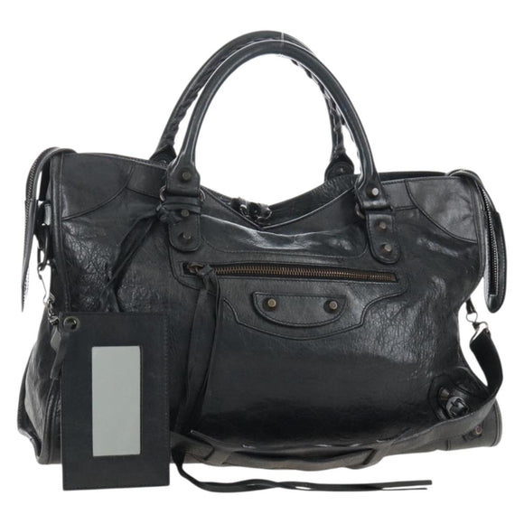 Balenciaga The City Hand Bag Leather 2way Black 115748 Auth 211830V