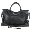 Balenciaga The City Hand Bag Leather 2way Black 115748 Auth 211830V-2
