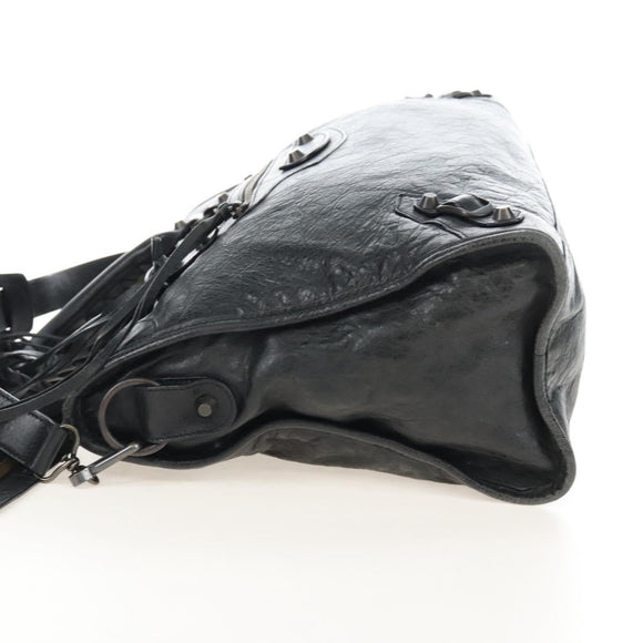 Balenciaga The City Hand Bag Leather 2way Black 115748 Auth 211830V