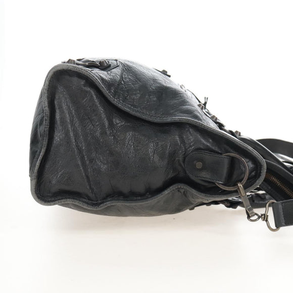 Balenciaga The City Hand Bag Leather 2way Black 115748 Auth 211830V