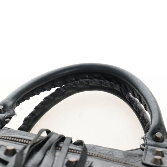 Balenciaga The City Hand Bag Leather 2way Black 115748 Auth 211830V