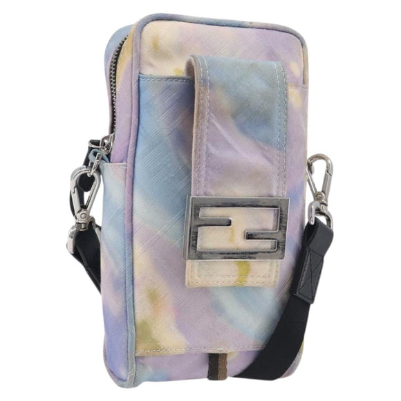 FENDI Zucca Canvas Shoulder Bag Multicolor Silver Auth 211831A