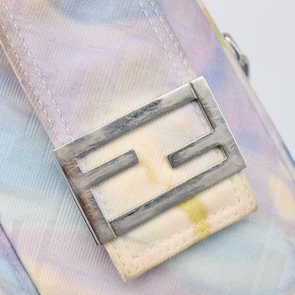 FENDI Zucca Canvas Shoulder Bag Multicolor Silver Auth 211831A