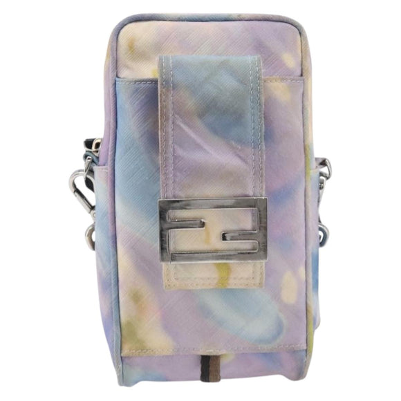 FENDI Zucca Canvas Shoulder Bag Multicolor Silver Auth 211831A