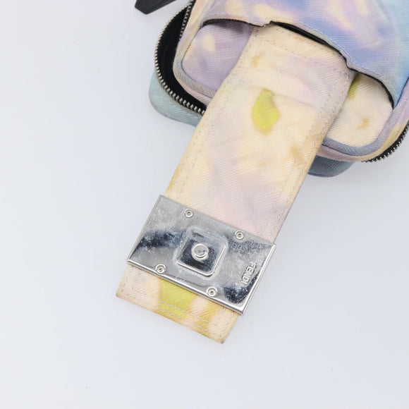 FENDI Zucca Canvas Shoulder Bag Multicolor Silver Auth 211831A