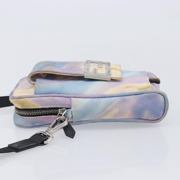 FENDI Zucca Canvas Shoulder Bag Multicolor Silver Auth 211831A