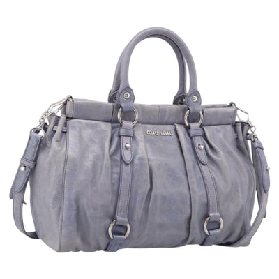 Miu Miu Hand Bag Vittero 2way Purple Silver Auth 211833V