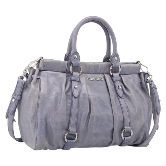 Miu Miu Hand Bag Vittero 2way Purple Silver Auth 211833V