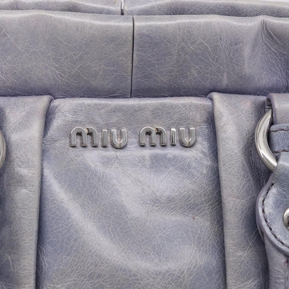 Miu Miu Hand Bag Vittero 2way Purple Silver Auth 211833V