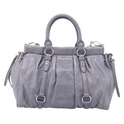 Miu Miu Hand Bag Vittero 2way Purple Silver Auth 211833V - 0