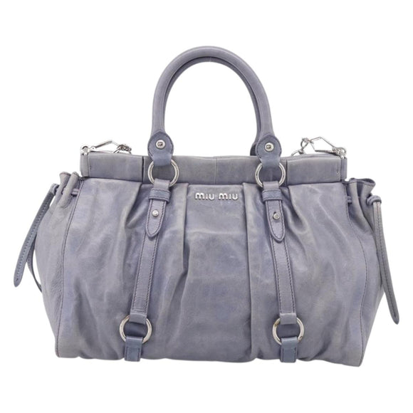 Miu Miu Hand Bag Vittero 2way Purple Silver Auth 211833V