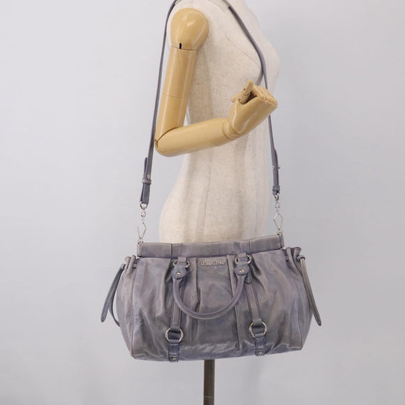 Miu Miu Hand Bag Vittero 2way Purple Silver Auth 211833V