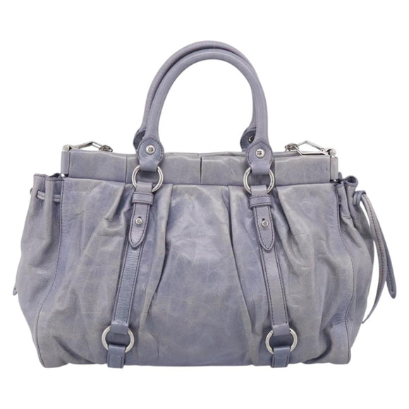 Miu Miu Hand Bag Vittero 2way Purple Silver Auth 211833V