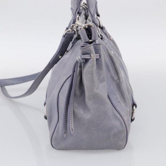 Miu Miu Hand Bag Vittero 2way Purple Silver Auth 211833V