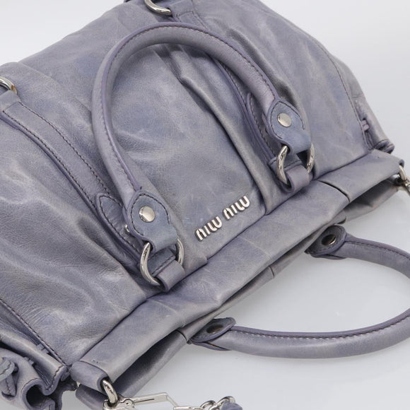Miu Miu Hand Bag Vittero 2way Purple Silver Auth 211833V