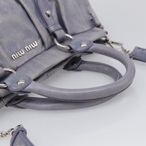 Miu Miu Hand Bag Vittero 2way Purple Silver Auth 211833V