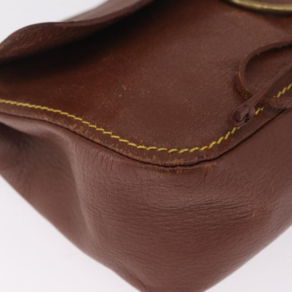 Miu Miu Shoulder Bag Leather Brown Gold Auth 211834A