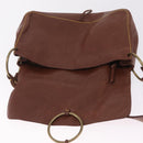 Miu Miu Shoulder Bag Leather Brown Gold Auth 211834A-16