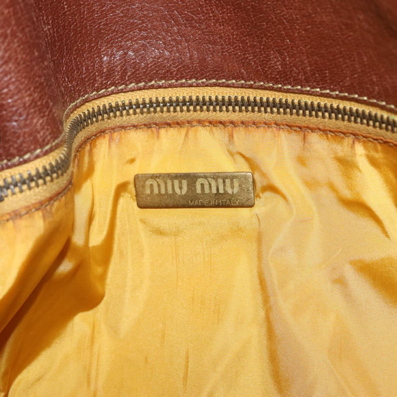 Miu Miu Shoulder Bag Leather Brown Gold Auth 211834A