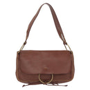 Miu Miu Shoulder Bag Leather Brown Gold Auth 211834A-2