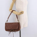 Miu Miu Shoulder Bag Leather Brown Gold Auth 211834A-24