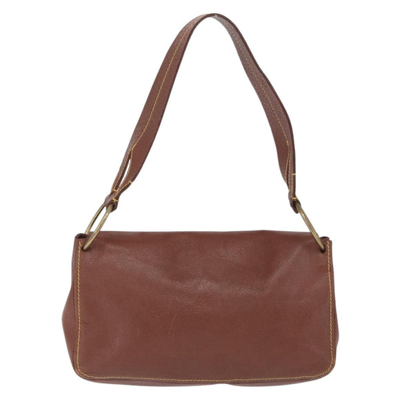 Miu Miu Shoulder Bag Leather Brown Gold Auth 211834A