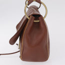 Miu Miu Shoulder Bag Leather Brown Gold Auth 211834A-4