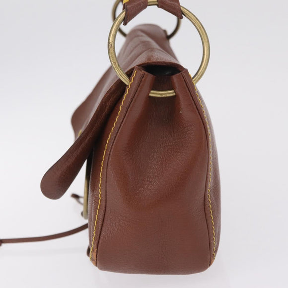 Miu Miu Shoulder Bag Leather Brown Gold Auth 211834A