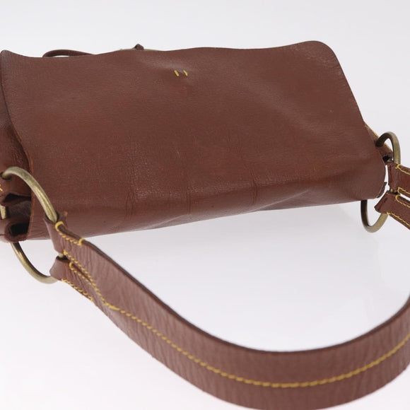 Miu Miu Shoulder Bag Leather Brown Gold Auth 211834A