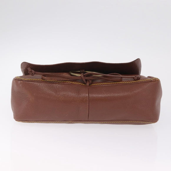 Miu Miu Shoulder Bag Leather Brown Gold Auth 211834A