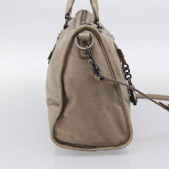 Miu Miu Hand Bag Leather 2way Beige Auth 211835A