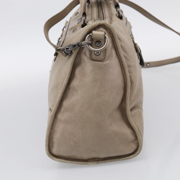Miu Miu Hand Bag Leather 2way Beige Auth 211835A