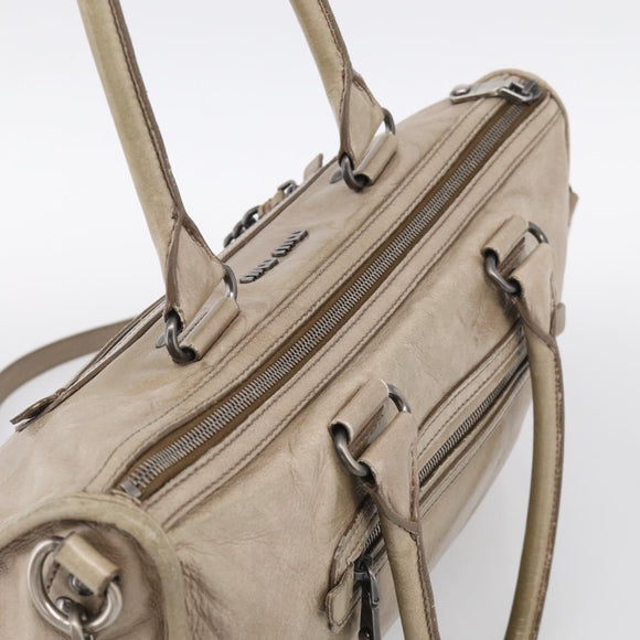 Miu Miu Hand Bag Leather 2way Beige Auth 211835A