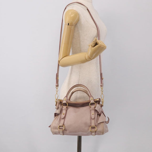 Miu Miu Hand Bag Vittero 2way Pink Gold Auth 211836V