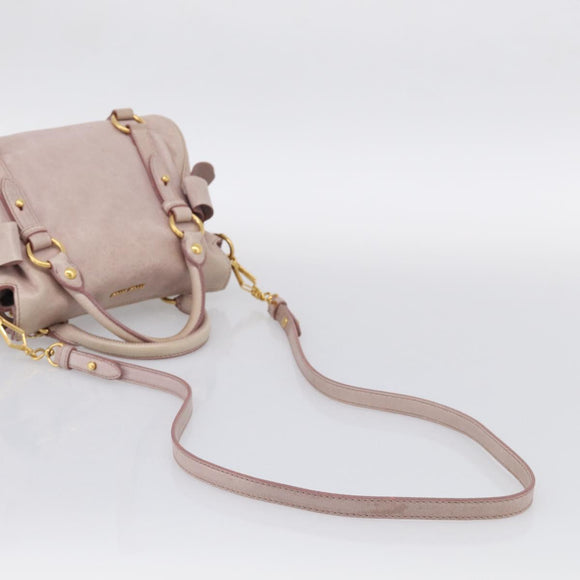 Miu Miu Hand Bag Vittero 2way Pink Gold Auth 211836V