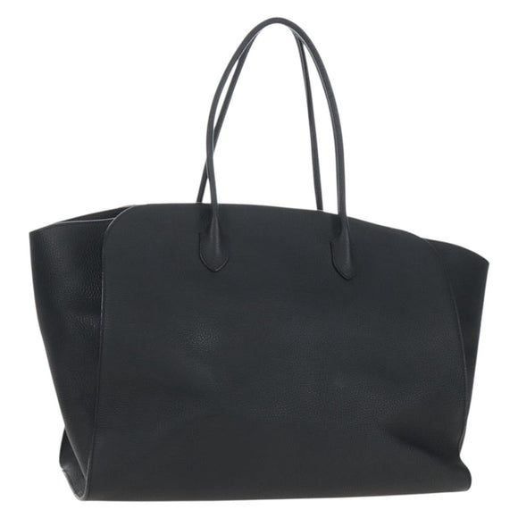 The Row Marlo 17 Tote Bag Calf Skin Black Silver Auth 211841SAM