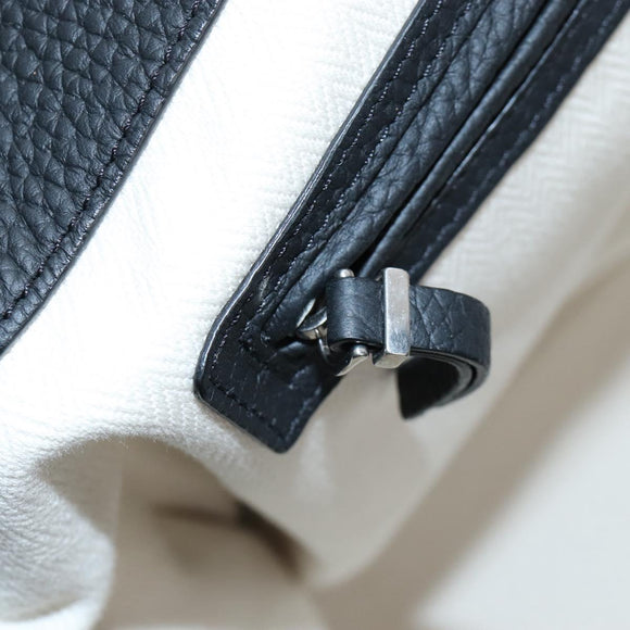 The Row Marlo 17 Tote Bag Calf Skin Black Silver Auth 211841SAM