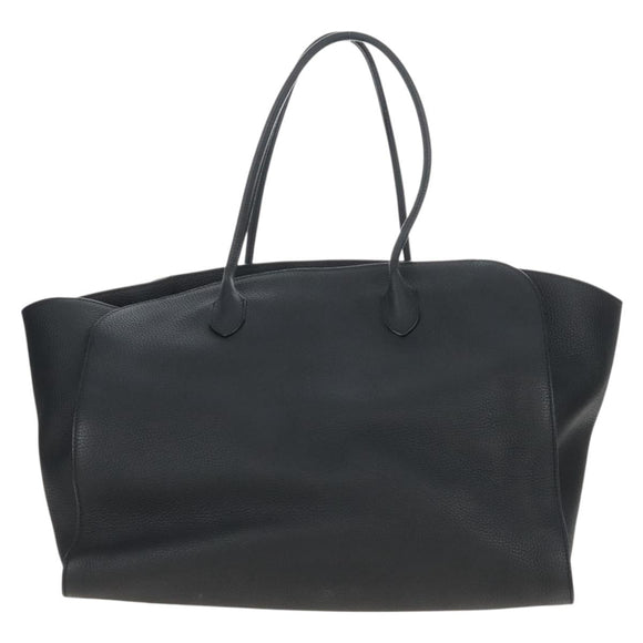 The Row Marlo 17 Tote Bag Calf Skin Black Silver Auth 211841SAM