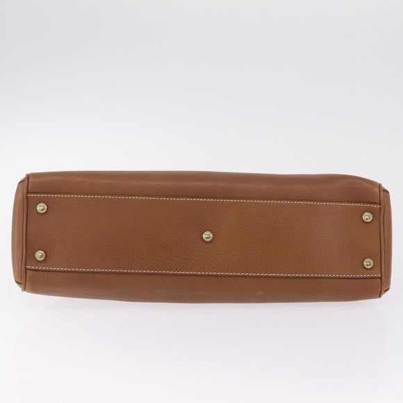 Cartier Hand Bag Leather Brown Gold Auth 211844V
