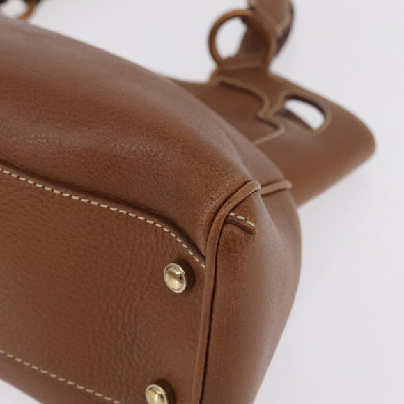 Cartier Hand Bag Leather Brown Gold Auth 211844V