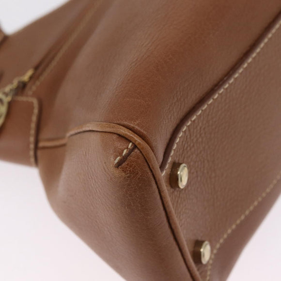 Cartier Hand Bag Leather Brown Gold Auth 211844V