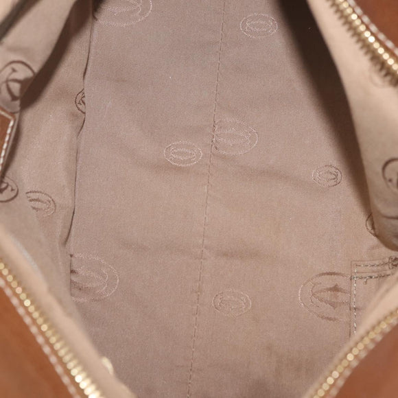 Cartier Hand Bag Leather Brown Gold Auth 211844V