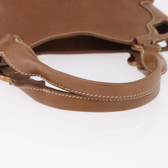 Cartier Hand Bag Leather Brown Gold Auth 211844V