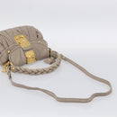 Miu Miu Hand Bag Leather 2way Beige Gold Auth 211847V-10